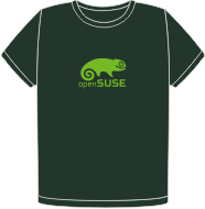 Dark green t-shirt with light green openSUSE logo