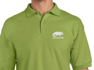 Light green polo shirt with white openSUSE logo